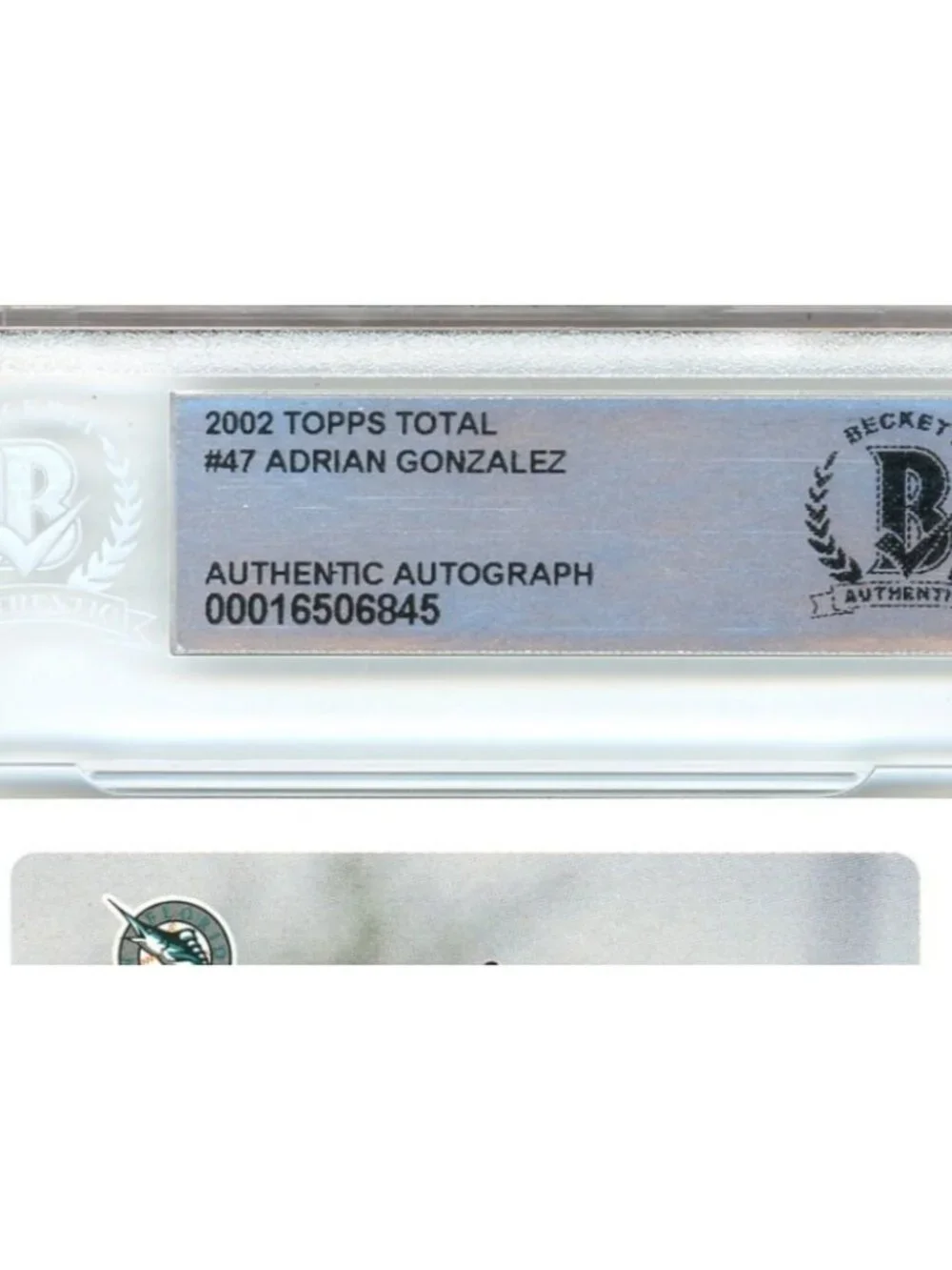 Adrian Gonzalez Signed 2002 Topps Total #47 Marlins Baseball Card Autograph BAS